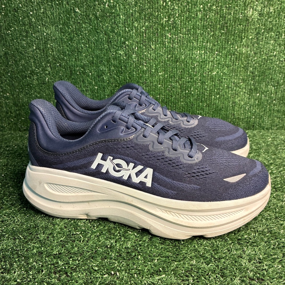 Hoka Bondi 8 Road Running Athletic Cushioned Sneakers Navy Mens Size 9 2E Wide